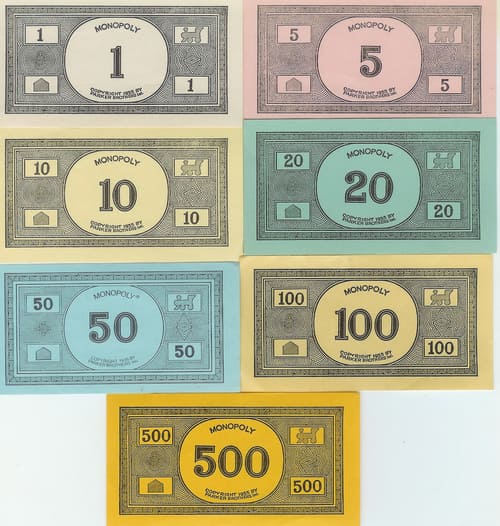 Billetes Monopoly Versión 5 (Parker Brothers 1940)